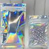 100-piece Holographic Bag, Multi-size Laser Rainbow Pattern Self-sealing Bag, Suitable for Candy Bag and Front Window Samples