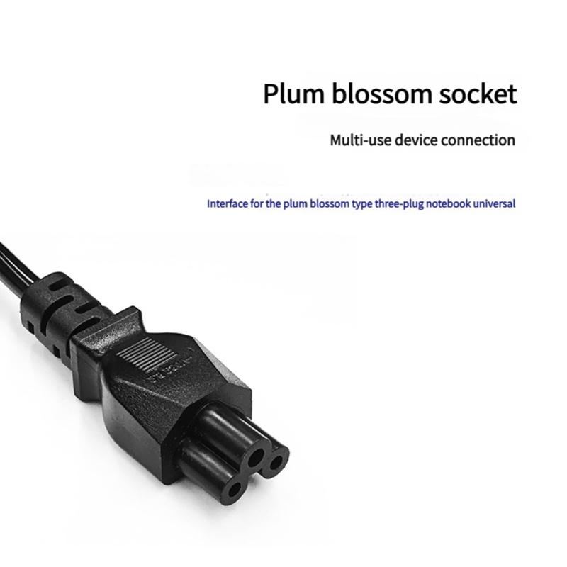 3 Prong Laptop Charging Cable Power Cord Suitable for Multiple Laptop Brands Fast Charging and Overload Protections
