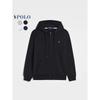 Men's Embroidered Small Horse Zip-Up Hoodie - Casual Long-Sleeved Jacket for Spring and Autumn.