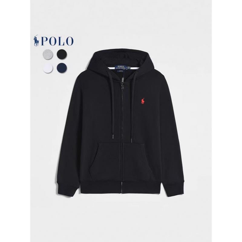 Men's Embroidered Small Horse Zip-Up Hoodie - Casual Long-Sleeved Jacket for Spring and Autumn.