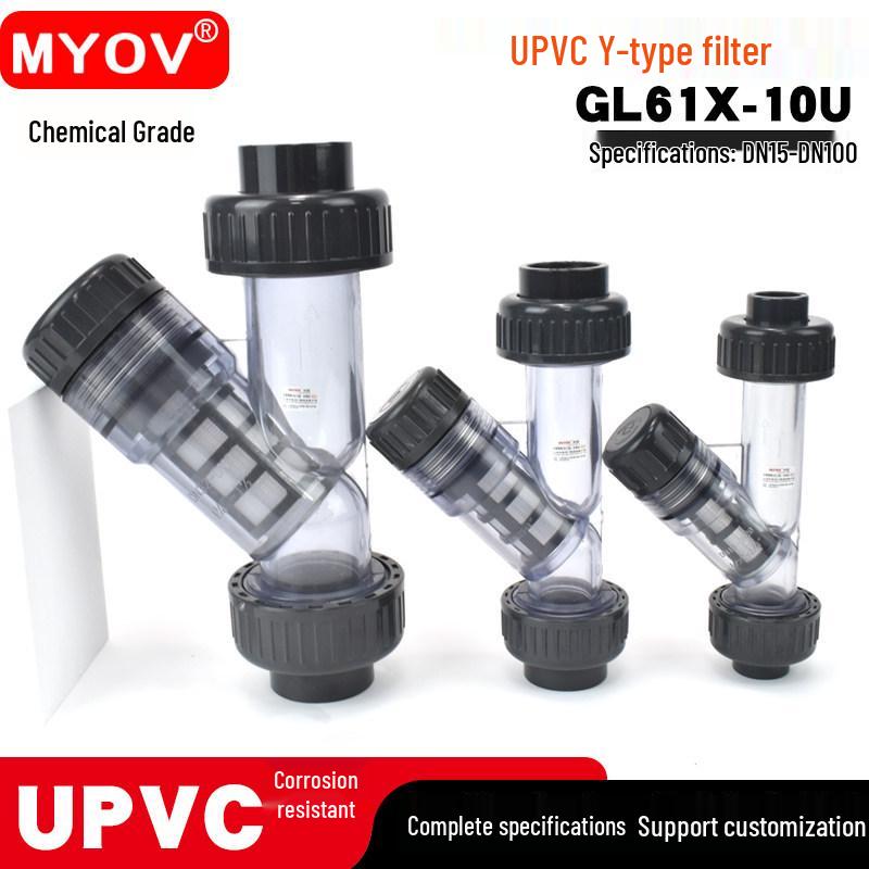 UPVC Transparent Y-Type Double Union Corrosion-Resistant Pipe Filter