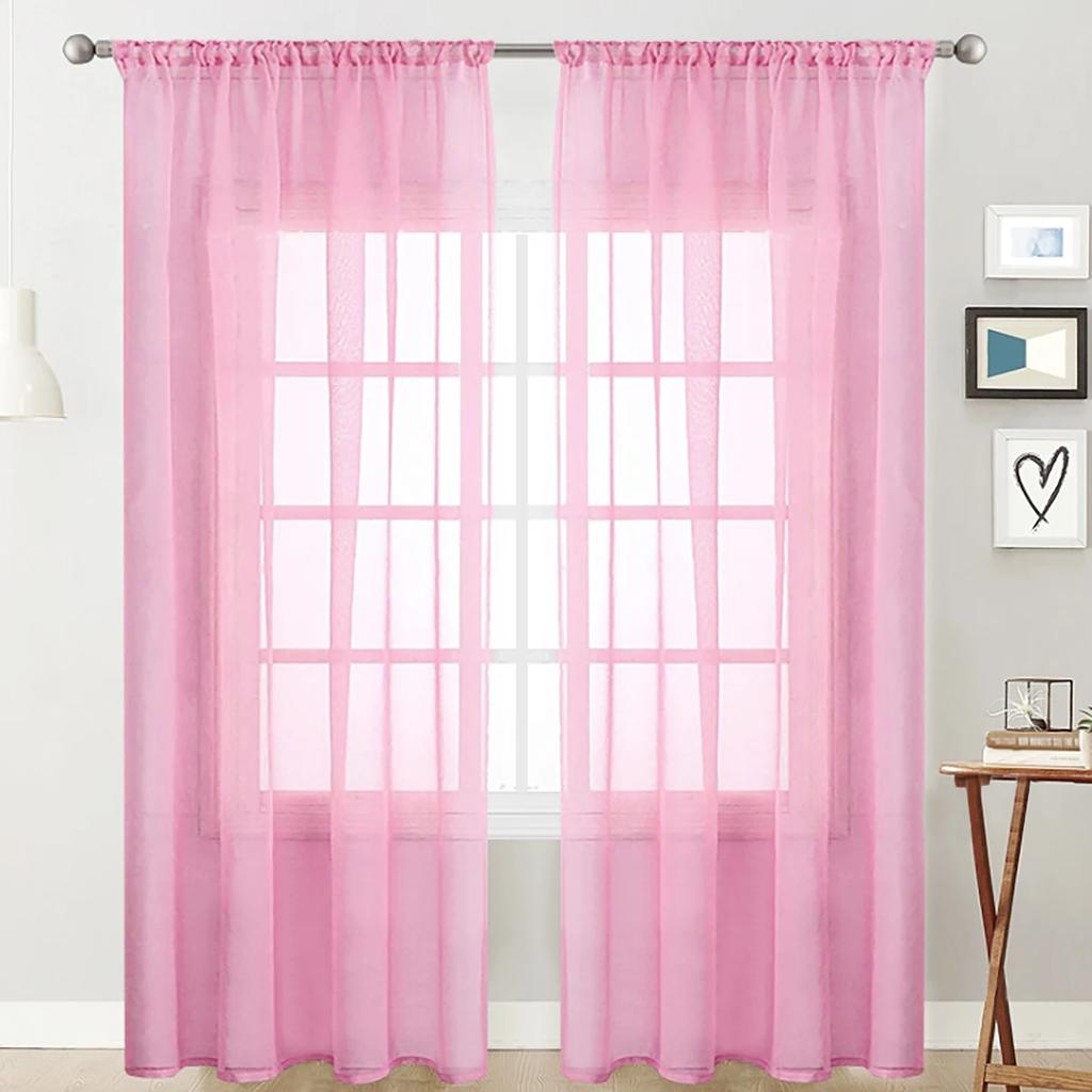 1pc Modern Solid Colour Sheer Curtain, Curtains for Living Room, Bedroom, Home Decoration, French Window Screen with Rod Pocket