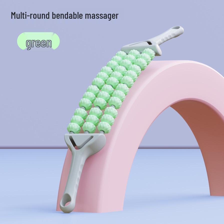 Flexible Wolf Tooth Massage Roller - Three-Row Muscle Soothing Stick for Yoga & Relaxation