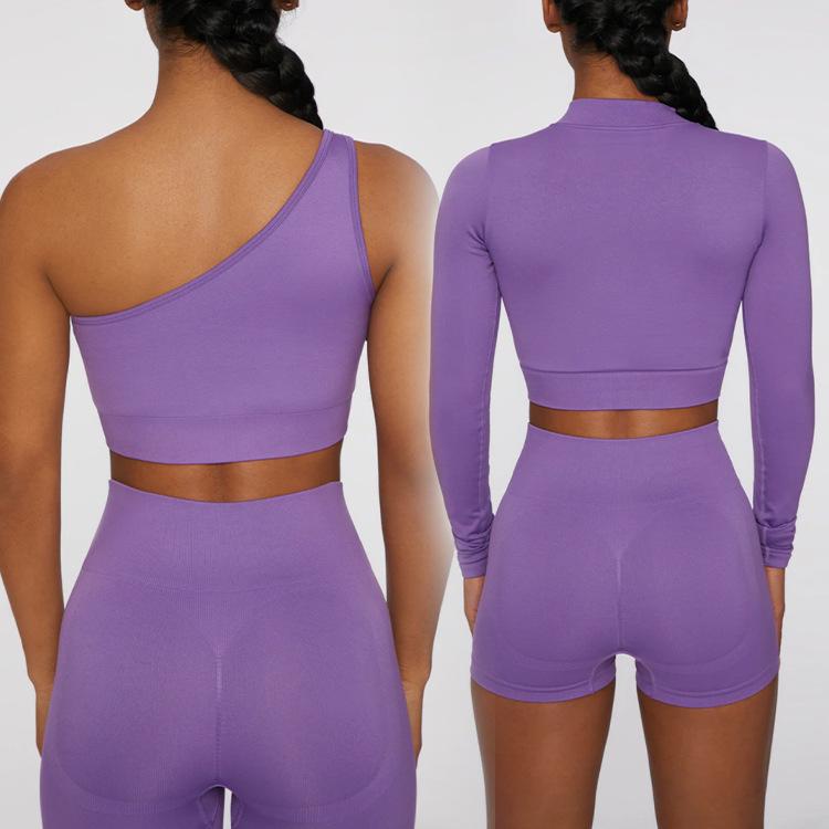 Seamless European and American Yoga Set: Women's Sports Bra & High-Waisted Pants with Long Sleeves