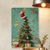 2D Flat Vintage Naughty Santa On Tree Metal Sign - Durable Iron Wall Art, Festive Christmas Decor for Home Office Cafe Garden