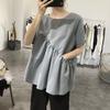 Plus Size Women's Korean Irregular T-shirts Summer Casual Loose Round Neck Short Sleeves Tops