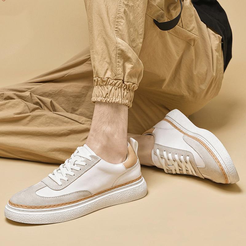 Fashion New Men Casual Shoes Lace-Up All-match Business Walking Shoes Genuine Leather Handmade Men Flats Outdoor Mens Brogue Sneakers