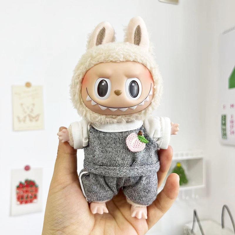 17cm Labubu Doll Clothes: Ice Cream Overalls - Cute Pendant Blind Box