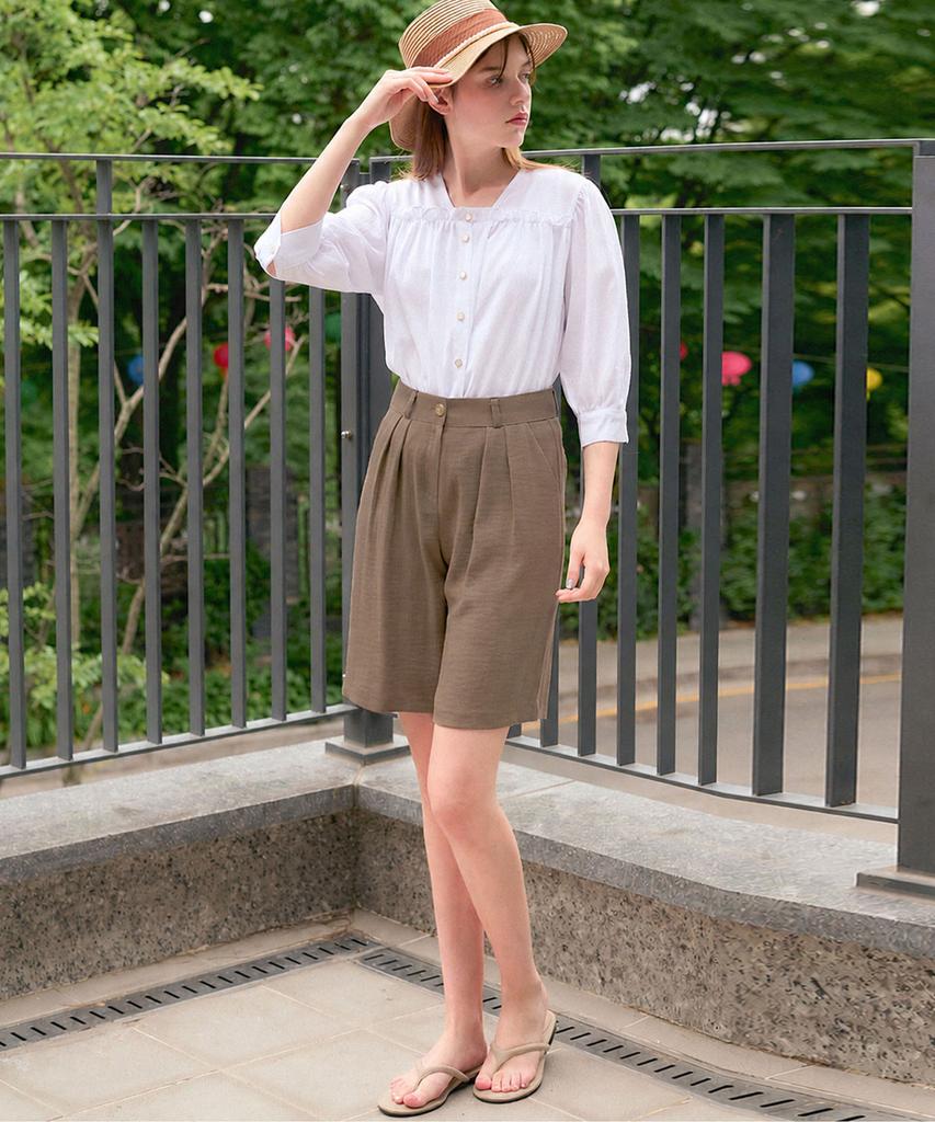 LUSIDA Pebe Linen Knee-Length Pants_3 Colors