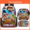 Minecraft 3in1 Oxford Backpack Set With Pen Case And Sling Bag For Students