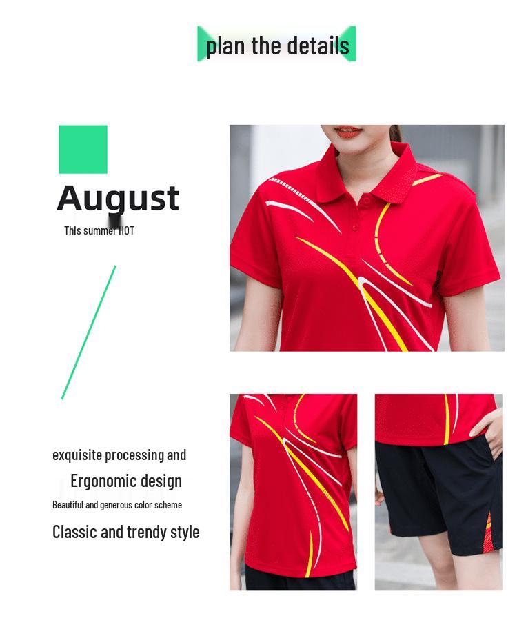 Summer Sports Set: Men's and Women's Lapel Short Sleeve Shorts for Fitness & Running