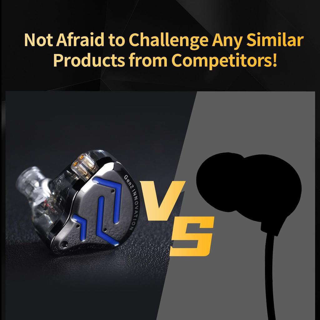 KZ ZSN PRO 2-inch Ear HiFi Earphones, Dual Driver 1BA+1DD Hybrid Driver IEM Bass Stereo Sound Earphones In-Ear Comfortable Noise Isolating Headphones