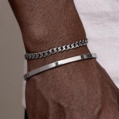 5mm Cuban Chain Bracelet for Men Boys,Waterproof Stainless Steel Cuff Bangle,Simple Minimalist Jewelry Gift
