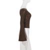 Melaleuca Brown One-Shoulder Lace Bell Sleeve Slim-Fit T-Shirt