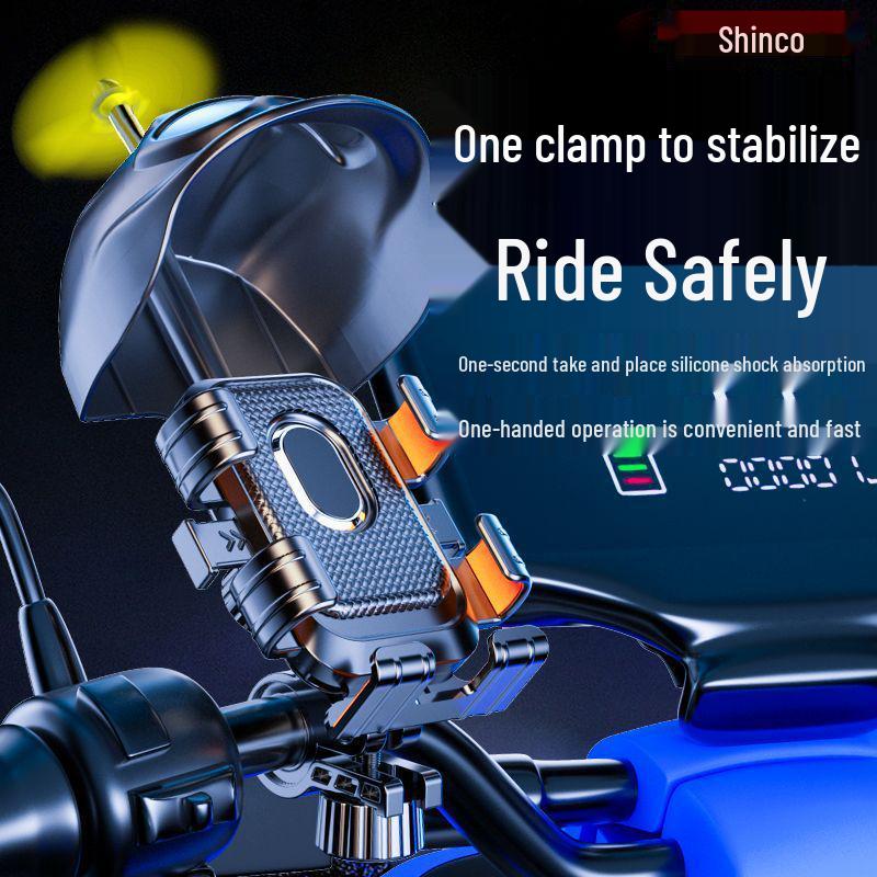 Shockproof Phone Holder for Electric Vehicle - Anti-Shake, Small Helmet, Windmill Design for Motorcycle Delivery Riders