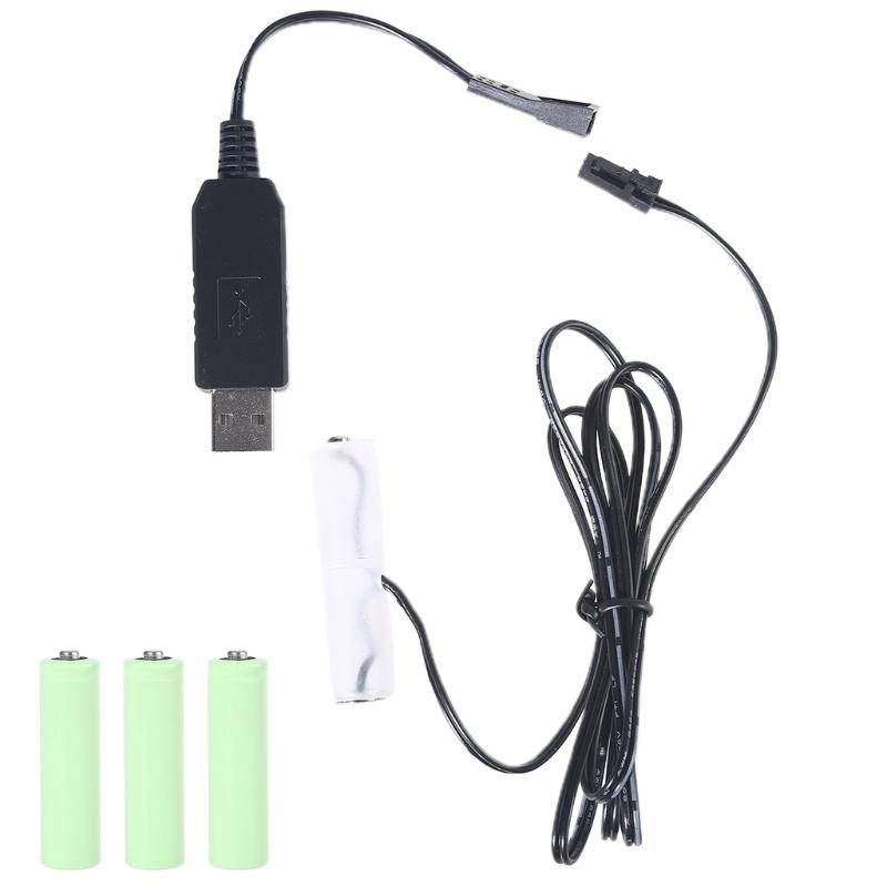 USB To AA Battery Eliminator Cable Replace 1-4x 1.5V AA Battery for Beard Trimmer Toothbrush Make-up Mirror Gameboy