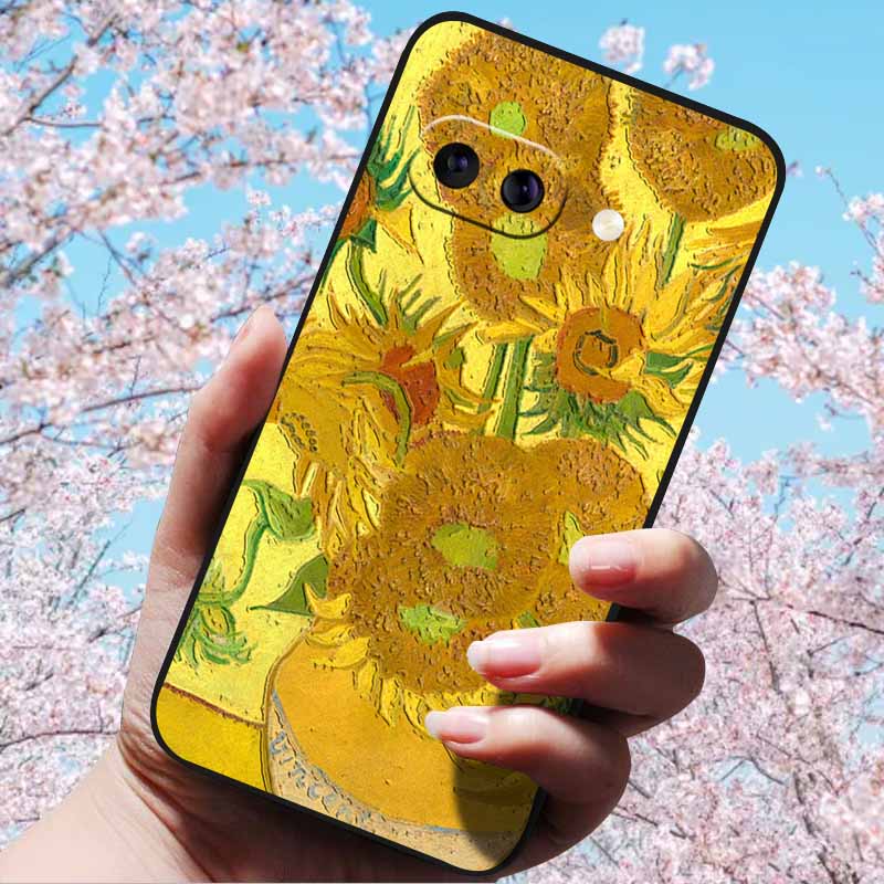 For Google Pixel 9a 3D Relief Flower Emboss Soft Silicone Case Cartoon Painted Back Cover for Google Pixel 9a 9 A 3D Relief Case