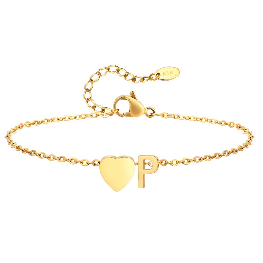 Bohemia A-Z Letter Initial Anklet for Women Gold Color Heart Alphabet Ankle Bracelet Beach Party Travel Fashion Foot Jewelry