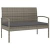 Vidaxl Ławka Ogrodowa Z Poduszką, Szara, 105 Cm, Polirattan