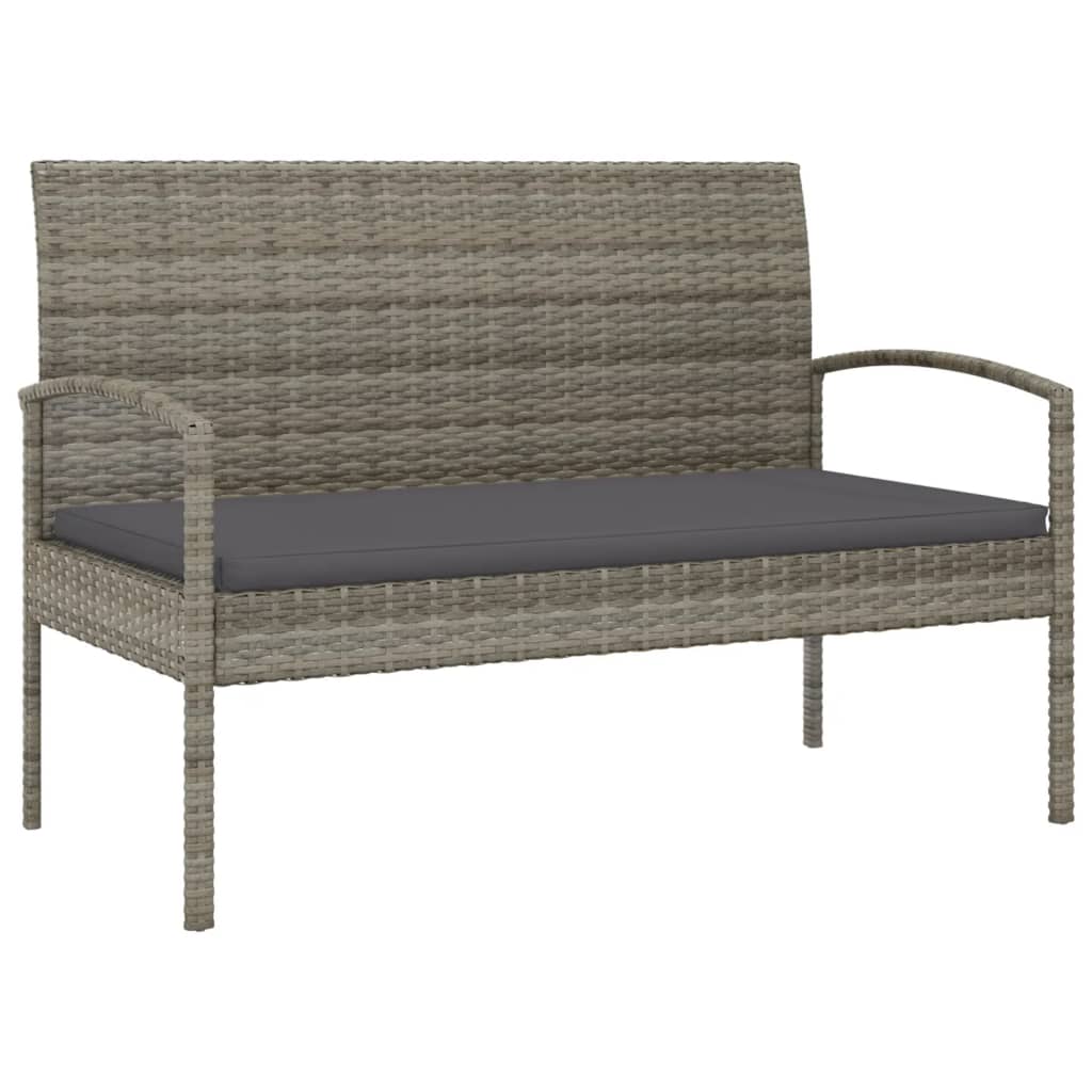 Vidaxl Ławka Ogrodowa Z Poduszką, Szara, 105 Cm, Polirattan