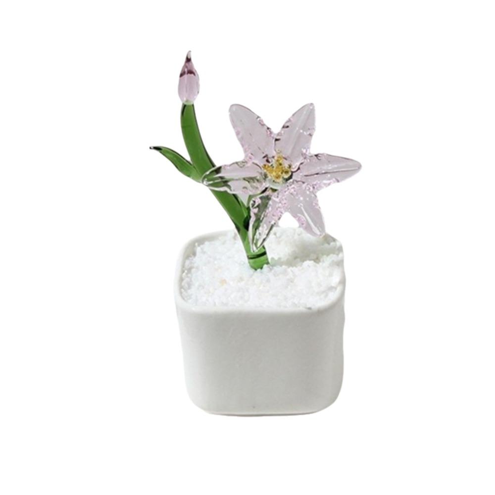 With Flowerpot Glass Flower Bouquet Mini Glass Flower Decor  Wedding Decoration