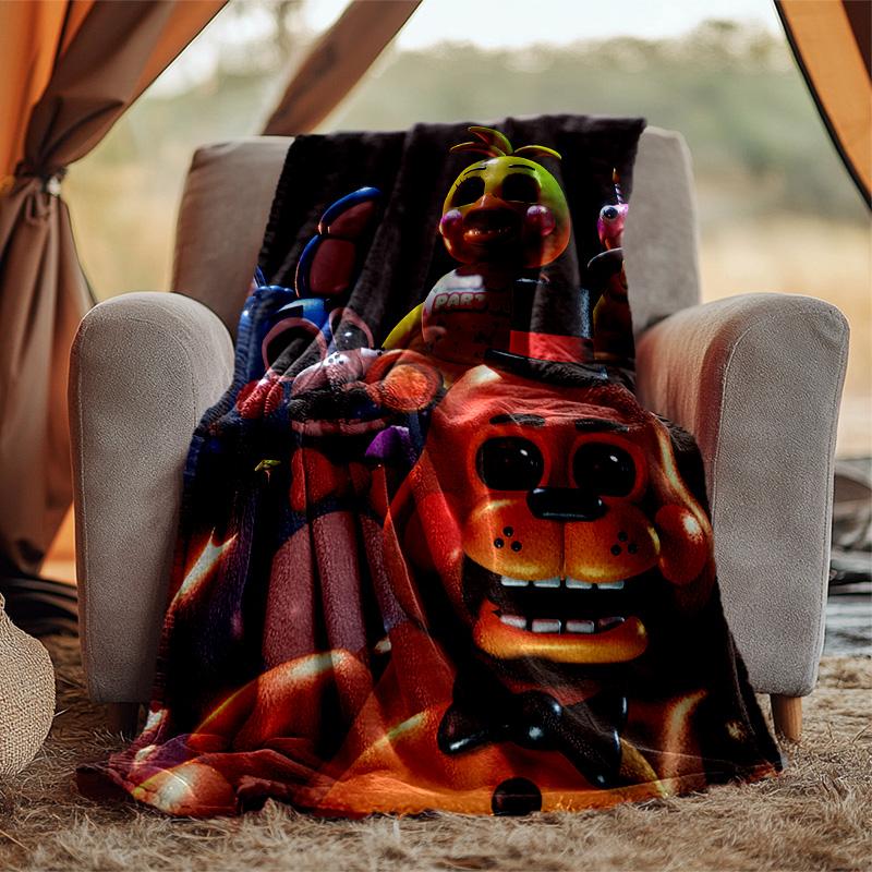 Freddy Bear Flannel Blanket Soft Warm All-Season Throw, Design for Camping, Car Travel, Hiking Sofa, Bed, Office Perfect Gift for Parties