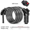 Bicycle Lock 5 Digit Code 1200mm*12mm Anti-theft Lock Bike Security Accessory Steel Cable Cycling Bicycle Lock 251106 4
