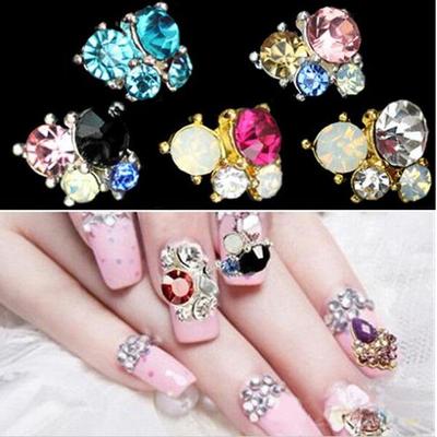 10Pcs 3D Metallic Rhinestones Crystal Nail Art Tips Studs Shiny Phone Decor DIY