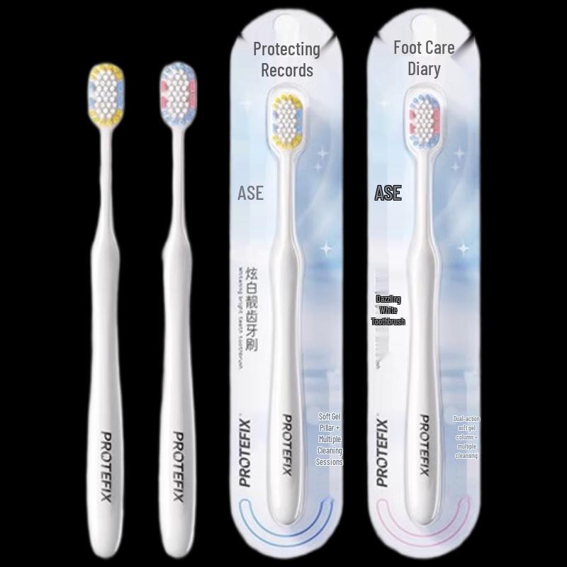 PROTEFIX White Moonlight Adult Wide Head Soft Toothbrush, 2-pack