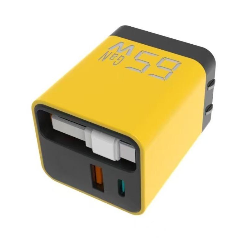 65W Stretch Wire Charger Dual Protocol Fast Charging TYPE-C Charger CE Certified 65W Dual Port with Wire Adapter