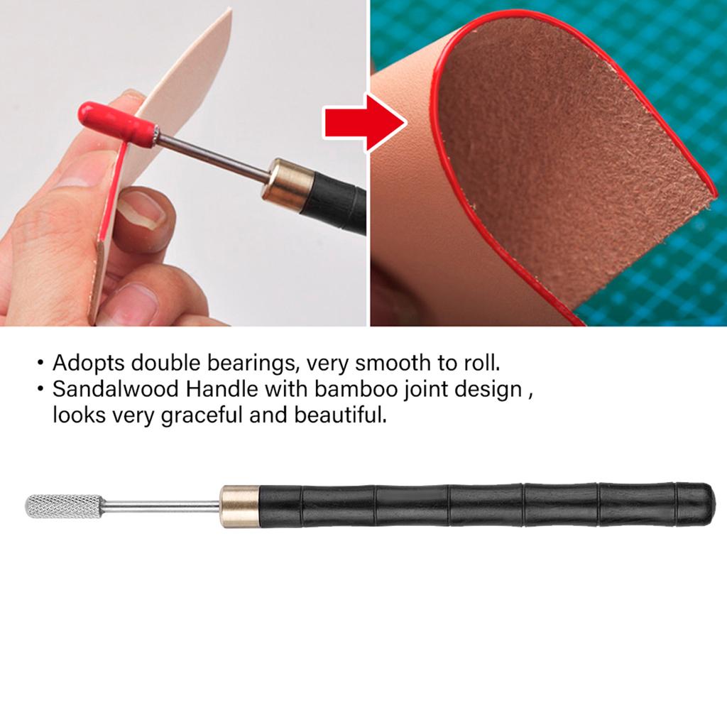 Sandalwood Handle Stainless Steel Top Edge Dye Roller Oil Pen Belt Finisher Leather DIY Craft