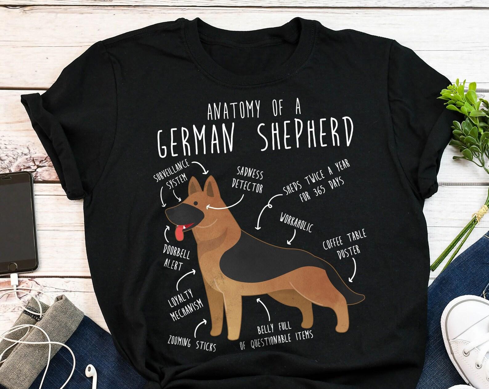 German Shepherd Shirt, , , Funny Dog Lover Gift, Cute German Shepherd Mom Dad T-shirt, Dog Lover Tshirt, Pet Graphic Tee, Anatomy 140