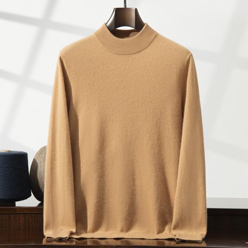 Cashmere shirt semi-turtleneck sweater solid color long-sleeved inner with wool knitting