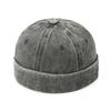Retro Washed Cotton Brimless Hats for Men Vintage Docker Beanie Cap Rolled Cuff Skullcap Solid Color Adjustable Buckle Dad Hat