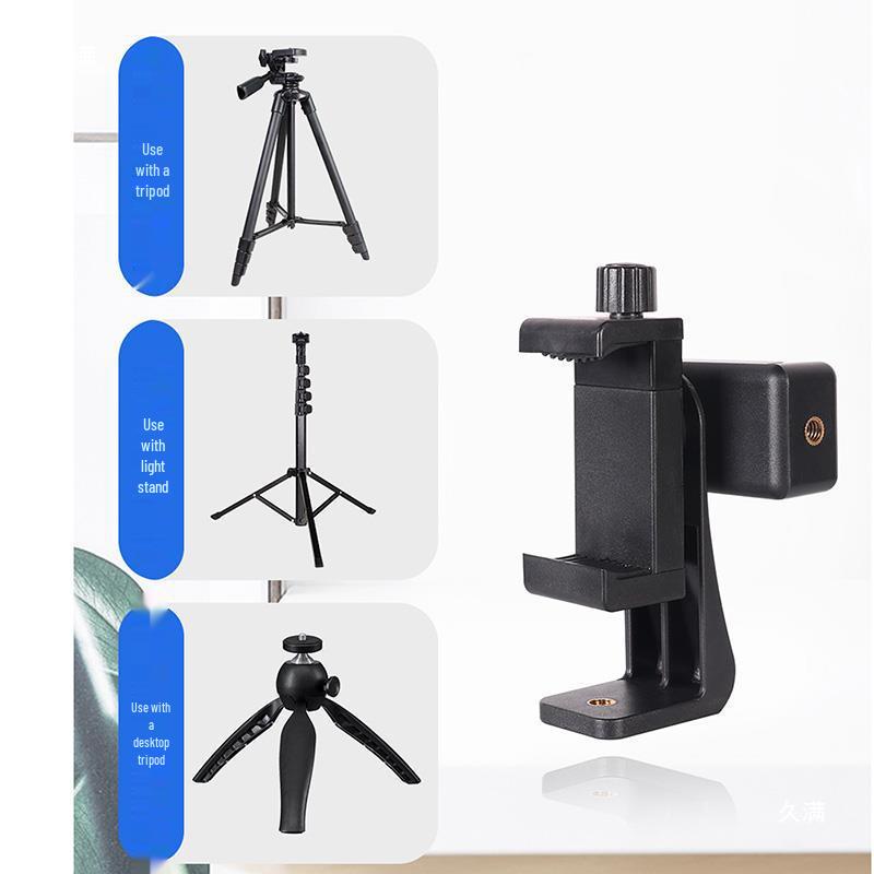Double-Sided Phone Clip Desktop Tripod & Handheld Selfie Stick with Teleprompter for Live Streaming