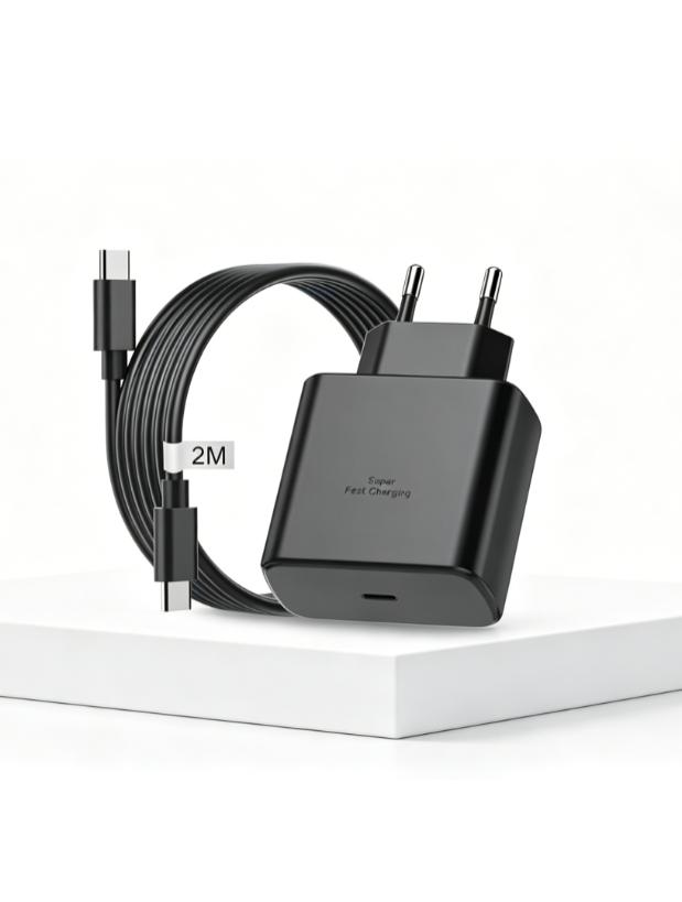 45W EU USB-C fast charger with 2-meter USB-C data cable, USB-C interface charger for Mobile phones with type-c interface