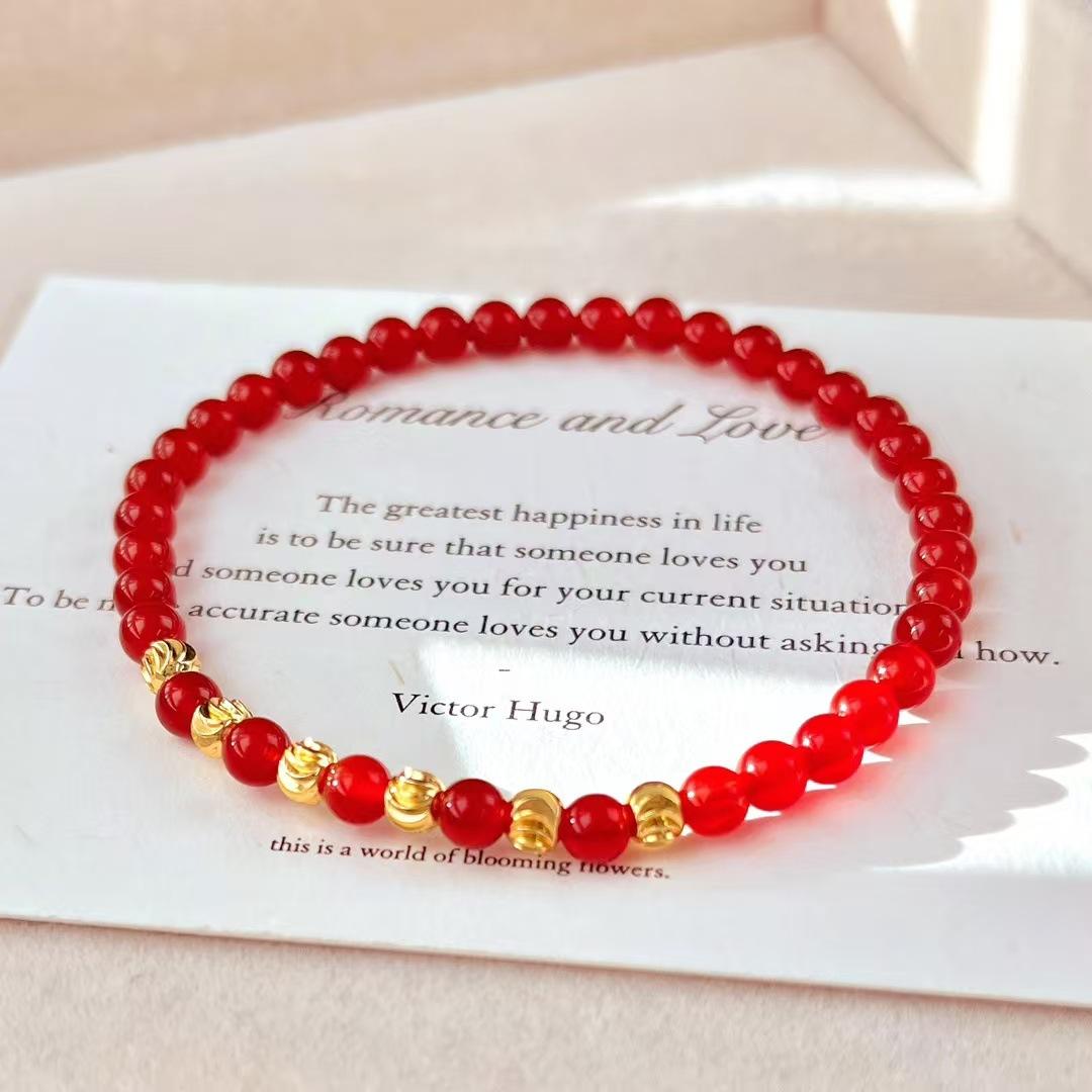 Vintage New Year S Red Natural Chalcedony Pigeon Blood Red Agate Bracelet Bracelet
