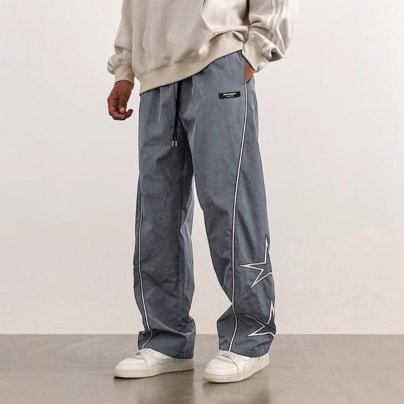 

Спортивные брюки мужские весенне-летние новые вышитые повседневные брюки ретро свободные прямые брюки 0 XXL темно-серого