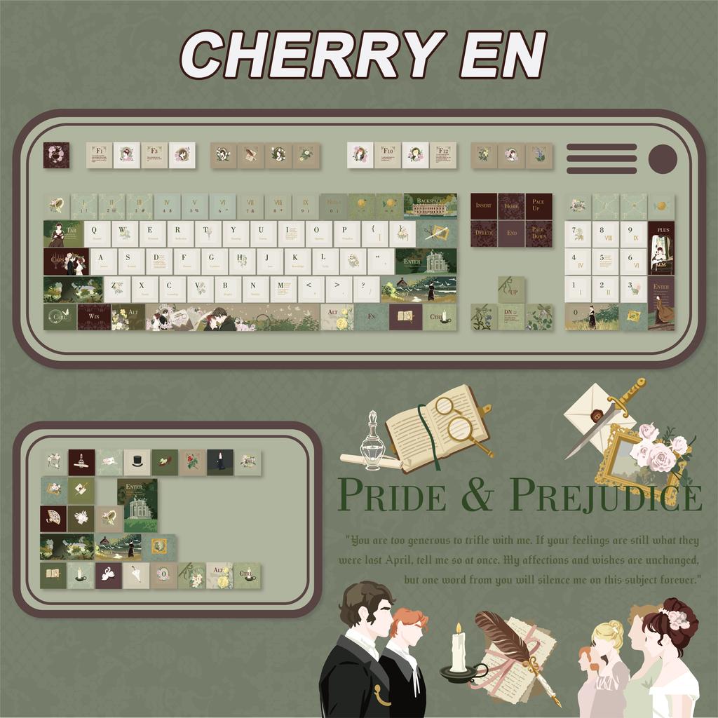MAIMOOO Yellow Green Keycaps Pride and Prejudice Theme Moa Cherry Russian Korean PBT Beautiful Cute Customized Aula Keyboard Key