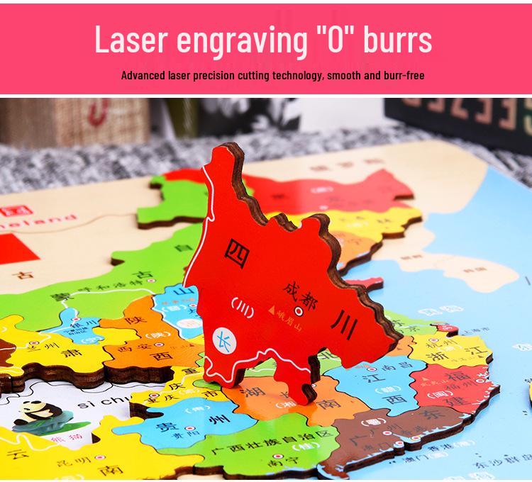 Magnetic Wooden World Map Jigsaw Puzzle for Children's Early Education