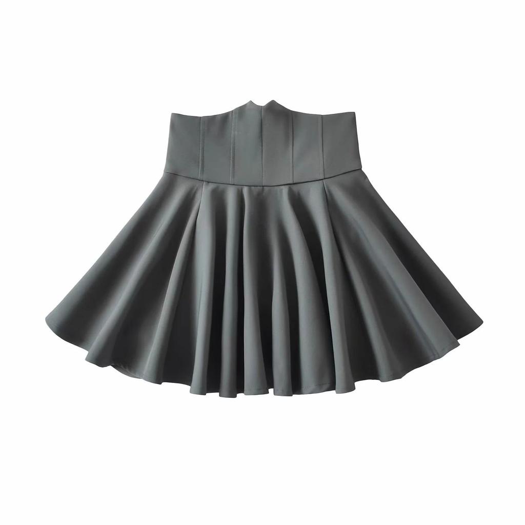 2025 European & American Style High-Waist A-Line Pleated Puffy Skirt for Women