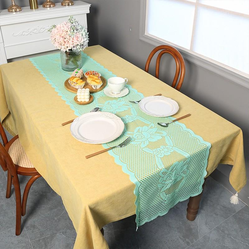 Christmas Table Runner American Country Lace Tablecloth Dining Coffee Decor
