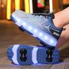 29-40 Lśniące Trampki Dziecięce Buty z Oświetleniem LED Dzieci Chłopcy Dziewczynki Ładowanie USB Świecące Kółka Buty do Parkouru Rolki