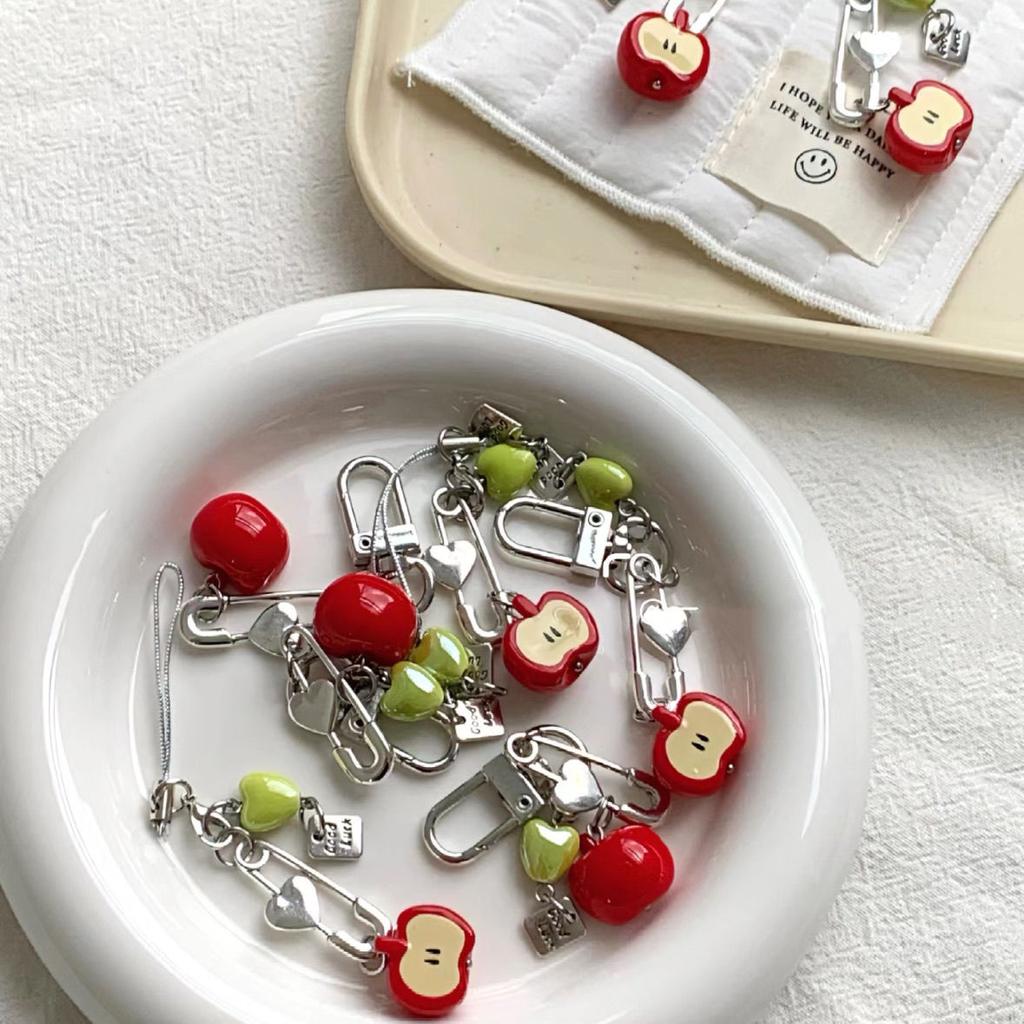 3D Fruit Phone Charms Pendant Cute Kawaii Y2K Love Handmade Bead Ins Korea Keychain Cases For iPhone 13 Schoolbag CCD Camera