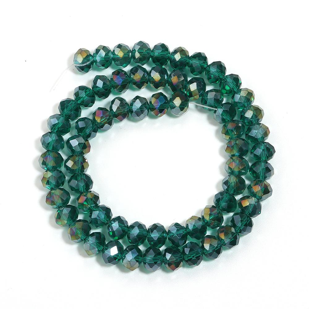 1 Strand 3 4 6 8 10mm Faceted Crystal Beads Peacock Green Rondelle Flat Glass Loose Spacer Beads For Jewelry Making DIY Necklace