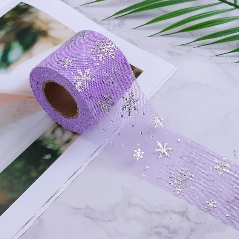 12cmX22m Snowflake Glitter Tulle Rolls Blocking Snow Organza Fabric Ribbon Tutu Skirt Wedding Gift Party Supplies Decoration