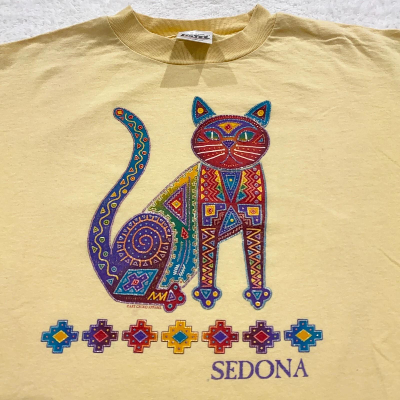 

vtg 80s SEDONA ARIZONA NATIVE AMERICAN CAT ART T-Shirt LARGE single stitch 90s M