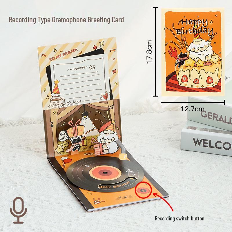 3D Custom Music Birthday Card with Recording, Handmade Gift Message "Add Oil"