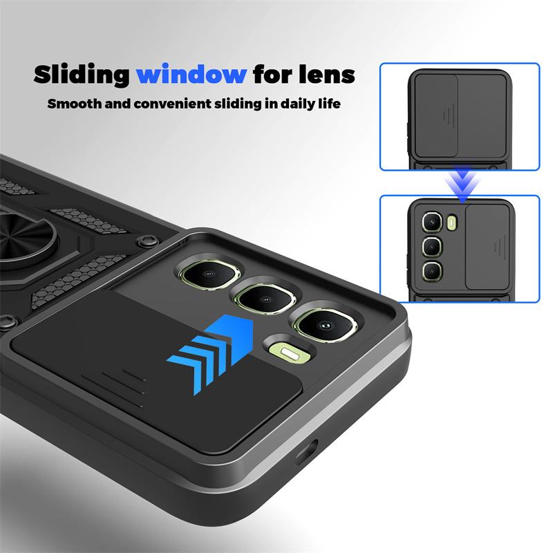 Slide Lens Protect Armor Phone Case For infinix Hot 60 Pro 4G Hot60 Pro+ Plus 60Pro 60i Cover Ring Magnetic Stand Holder Fundas
