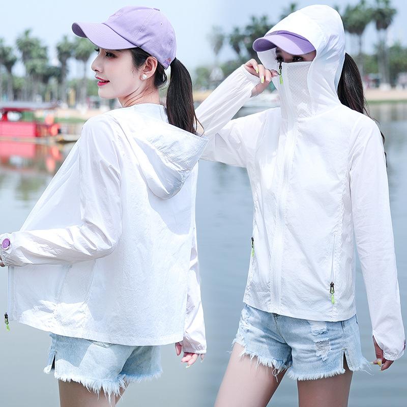 Finger Sleeve Hole Hooded Casual Lightweight Sunscreen Clothing Women's Summer Lightweight Breathable Sunshade Anti-ultraviolet Cycling Jacket